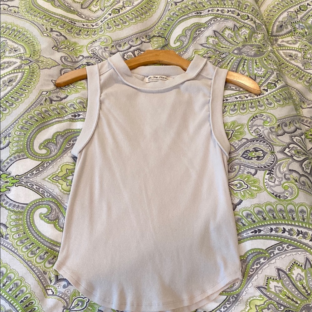We The Free Ribbed Light Gray Top